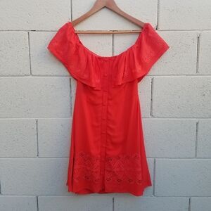 Sugar + Lips | Off the Shoulder Button Up Dress